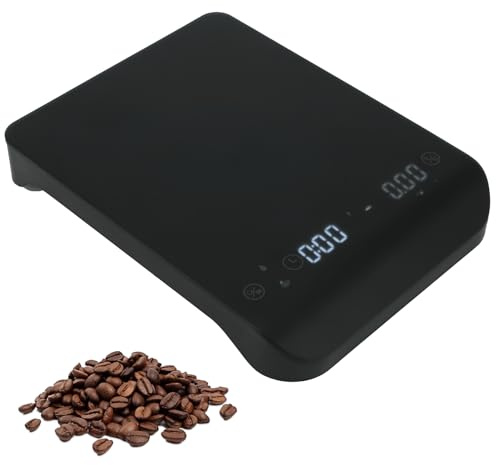 YUNYODA Küchenwaage Digital, Waage Küche mit Timer, Küchenwaage 0.1g/3kg Genaue, Waage Abstellautomatik und Tara Digitalwaage kaffeewaage für Küche Backen Kochen, Schwarz (Batterien inklusive)
