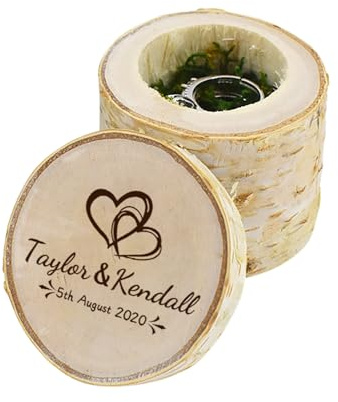Smallduuck Personalisierte Ring Box Hochzeitstag rustikale hölzerne Ring Box Hochzeitsring Box für Vorschlag Hochzeitsring Halter für Zeremonie Verlobungsring Box für Vorschlag Hochzeit Zeremonie
