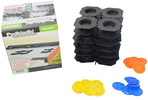 Renoplast® SMART Set Stelzlager Höhenverstellbar Terrassenkonsole Terrassenhalterung Terrassenplatten Terrassenlager verstellbar Unterkonstruktion Terrassenpad | Höhe 12mm Fugenmörtel 2mm | 5 m²