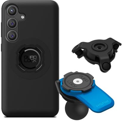 QUAD LOCK 1 Kugel-Adapter Handyhalterung für Motorrad mit Vibrationsdämpfer und MAG-Hülle für Galaxy S24+