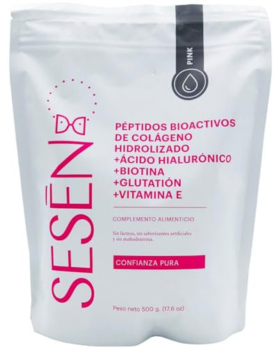 Sesen Péptidos de Colágeno Hidrolizado en Polvo 500g, Colágeno Tipo 1, 2 y 3 con Ácido Hialurónico y Biotina para Articulaciones, Pelo y Piel, Collagen Peptides Powder, Bioactivo