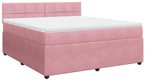 vidaXL Boxspringbett mit Matratze Rosa 180x200 cm Samt