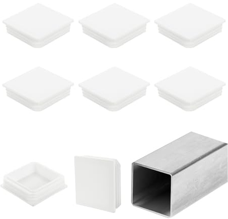 sourcing map 4 (100mm) Square Tubing End Caps, 8 Pcs Plastic Hole Plugs Insert End Cap for Metal Tubing Post Chair Leg Table Bookshelves Furniture, White