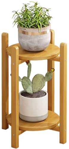 DECORN Plant Stand for Indoor Outdoor, Tall Bamboo Plant Shelf Rack for Multiple Flower Pots, Modern Style Plant Table Holder for Patio Porch Living Room Balcony Corner,Natural,2 Tier 50cm/19.7 H