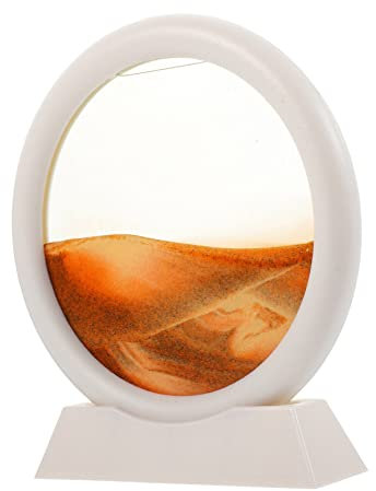 JOINPAYA Image d'art du Sable Mouvant Sablier 3D Cadre Blanc 5 Pouces Décoratif Bureau Maison Présent Paysage Jaune
