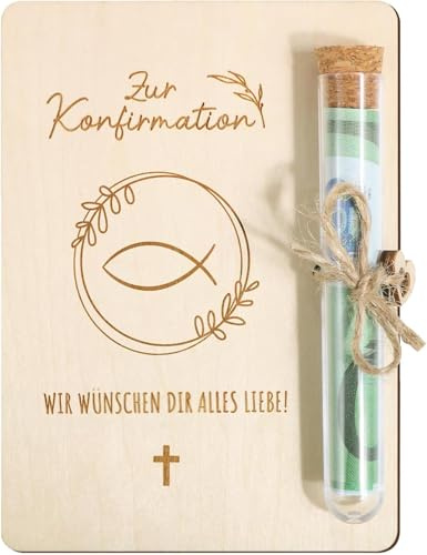 TanyoKing Zur Konfirmation Geldgeschenke Verpackung aus Holz mit Reagenzgläser Lustige Konfirmation Geldverpackung Geschenke Geldgeschenke für Mädchen Jungen