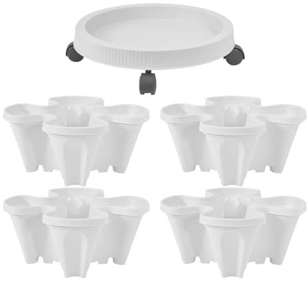 HunicandIU Macetero vertical Torre, plantador apilable | Strawberry Tower 4 Macetas de Jardín Macetas,Macetas con bandeja y ruedas desmontables, suministros de jardinería Herramientas de siembra para