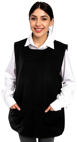 YBEATY Unisex Cobbler Apron with 3 Pockets Vest Waterproof Art Smock Aprons Black for Painting Cleaning Artiest Apron Work kitchen Women Men (Black)