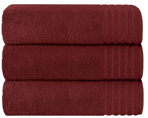 Olivia Rocco Monaco 3 Pack Bath Sheets Highly Absorbent Premium Quality 100% Cotton Large Towel Set Extra Soft Quick Dry Large Towels Bath Sheet 500 GSM Washable Towels (Red)