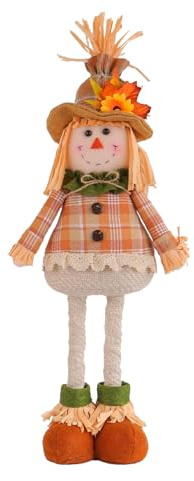 Kustimantu Decoración otoñal espantapájaros, tamaño, 54 cm, decoración de otoño, Figuras de gnomo con Patas retráctiles y Girasol, para Acción de Gracias, decoración de Mesa