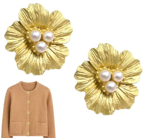 Tewzafiya Dekorativa knappar | 2 st. överdrag till skjortknappar | med pärlor och blommor för manschetter, för skjortor för män och kvinnor blusar
