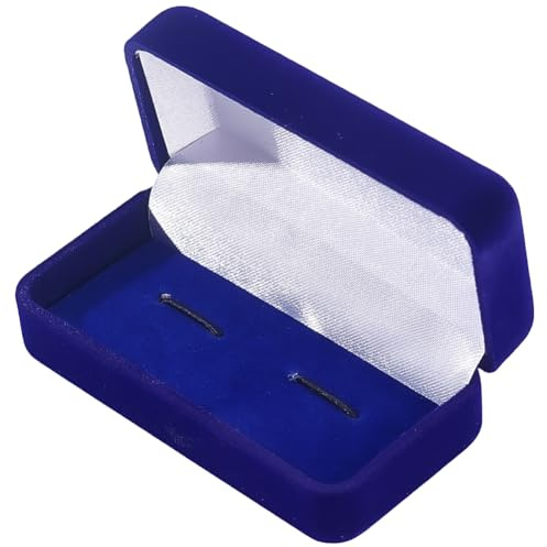 Beebeecraft 1 boîte à Boutons de Manchette Rectangulaire en Velours Bleu Nuit Classique pour Bijoux Pince à Cravate Emballage Cadeau de Mariage Fête des Pères pour Homme