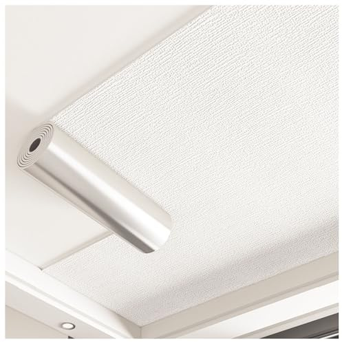 Aeovot Carta da Parati 3D - Soffitto Pannelli Adesivi per Pareti Rotolo Adesivo Isolamento Termico, Moderna Carta Parati Adesiva Muro Impermeabile e Resistente All'umidità(Bianca,W100cmL10m)
