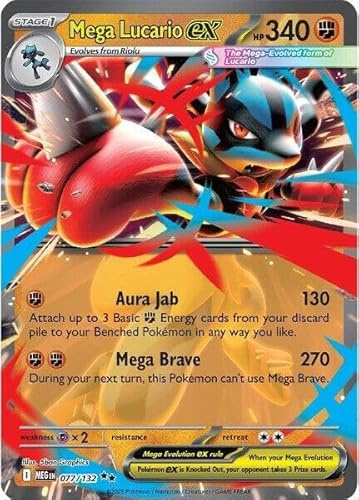 Pokemon - Mega Lucario ex - 077/132 - ME01: Mega Evolution (MEG) - Doble rara - Tarjeta individual