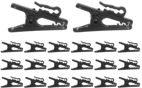 QUARKZMAN 24 Pezzi Fermacavi Per Cuffie Lunghezza 0.94 Piccolo Morsetto Per Cavo Di Cuffie Fermacavo Per Abbigliamento Fermo Auricolare Morsetto Per Microfono Ganci Diametro 1.5mm Nero