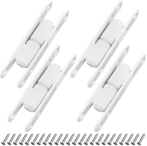 HECHKJ Charnières de Porte, 4 Paires, Charnières Métalliques Blanche pour Fenêtre, Porte en Bois, avec 24 Vis, pour Meubles, Placards, Armoires, Fenêtres et Cabinets