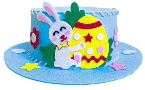 BOGCLEE Kit per Cofano Pasquale, Cappello Pasquale Fai da Te, Coniglietti, Uova, Regali Artigianali per Bambini Attività Decorazione (Blu)