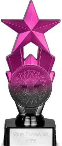 TROPHIESPLUSMEDALS Personalised Star Trophy, 18cm, Free Engraving | Resin star trophy with detailed design and free engraving on personalised plate, ideal for kids' and adult awards.