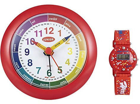 Digi de Tech Despertador con una Digital Reloj de Pulsera Infantil, plástico, plástico, Rojo, 10 x 4 x 10 cm