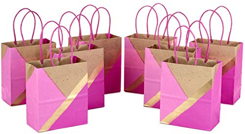Hallmark 5EGB6395, steifer Griff, Pink, 8 Stück Geschenkbeutel, Papier, Geschenktüten-Set, klein, Rosa