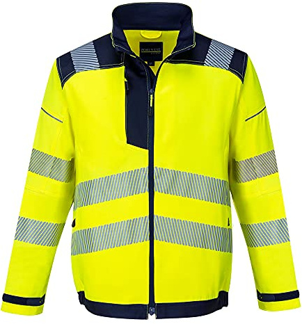 Portwest T500 PW3 Warnschutzjacke Winter Brusttasche mit Reißverschluss | Gelb/Marine, 2XL, EN ISO 20471 Klasse 3, UPF 50+, 35% Baumwolle, 100% Polyester 600D Gewebe, Verstellbare Bündchen, Langarm