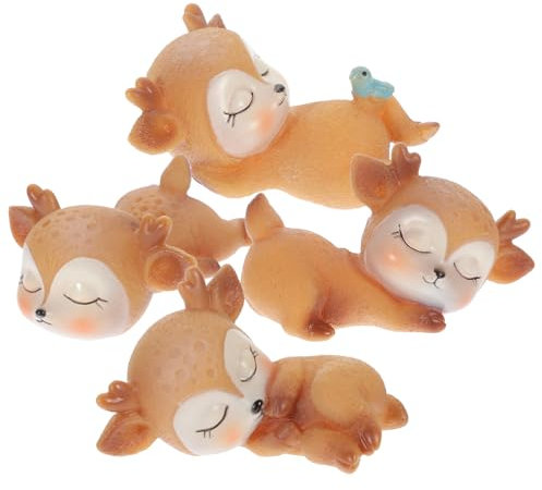 Toyvian Rentier Figur Aus Resin, Elch Figur Tischdeko Tierfigur Miniatur Hirsch Micro Landschaftsdeko Auto Armaturenbrett Dekoration FüR Zuhause Und BüRo