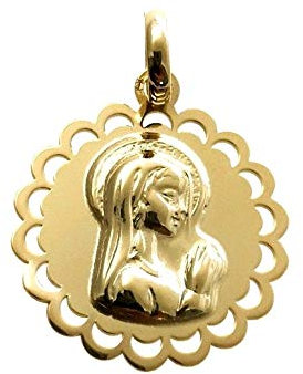 Inmaculada Romero IR Hängende Medaille Silber 925m vergoldet 19 mm plattiert. Jungfrau-Lisa-Mädchen-Grenzform - anpassbar - Aufnahme im Preis inbegriffen