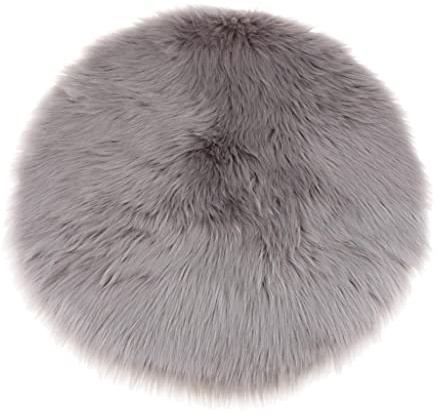 Fenteer Winter Kunstfell Sitzpolster Sitzkissen Stuhlkissen Bodenkissen Plüschmatte Auflage Teppich, Grau 33 cm