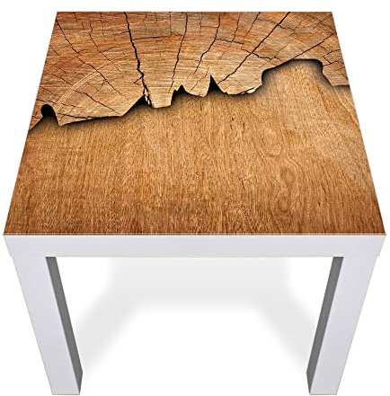 banjado® Glasplatte mit Motiv Baumscheibe für Tisch 55 x 55 cm/Tischplatte aus Sicherheitsglas kompatibel mit IKEA Tisch Lack/Tischplatte Glas für Beistelltisch, Couchtisch/Tisch Platte