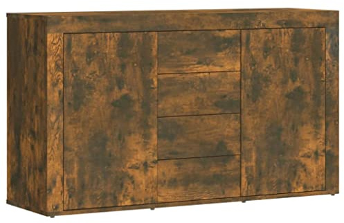 vidaXL Aparador Mueble Salón Sala Almacenaje Armarios Flotante Dormitorio Entrada Estante Cajón Madera Contrachapada Color Roble Ahumado