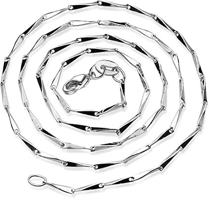 KnSam Edelstahl Bar Kette 60 cm, Herren Ketten Silber Freundschaftsketten Jungen Breit 3MM Hip Hop Edelstahl Halskette Ohne Anhänger