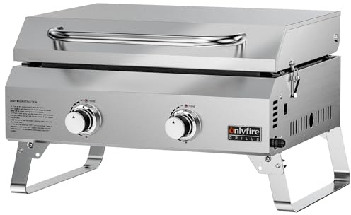 Onlyfire GS318 Plaque de cuisson à gaz 2 brûleurs avec couvercle