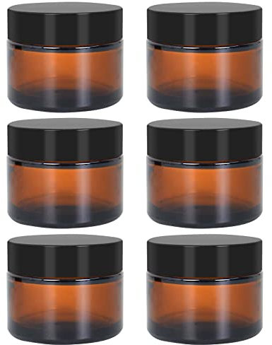 6 Stück Amber Glas Leerdose Kosmetisches Glas Nachfüllbare Behälter 30ml/50ml Braunen Glasbehälter mit Deckel Braunen Glasbehälter für Kosmetik Cremes Lotionen Ätherische Öle (50 ml)