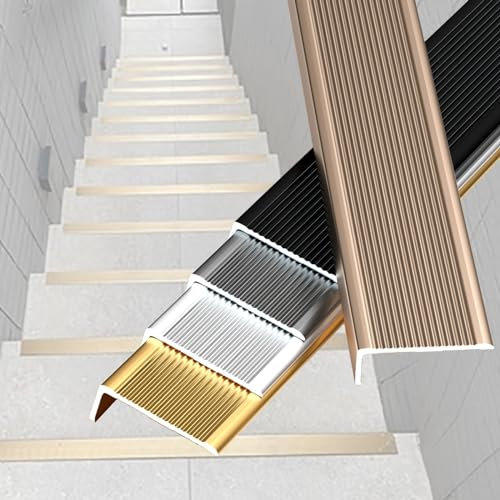 LIYI929GP Profilo per Gradini, Profilo Paragradino Angolare, Antiscivolo Bordo della Scalas, Paraspigolo Strisce per Gradini, Protezione per Bordi A Forma di L per Gradini, Paraspigolo Strisce