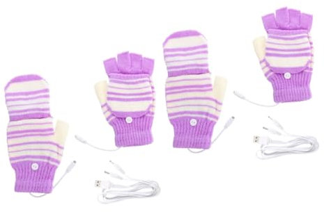 Amosfun 2 Paar USB beheizbare Handschuhe USB beheizte Handschuhe Beheizte für Männer er Fäustling Unisex- mit -Heizung wiederaufladbarer Handwärmer Ski Garn