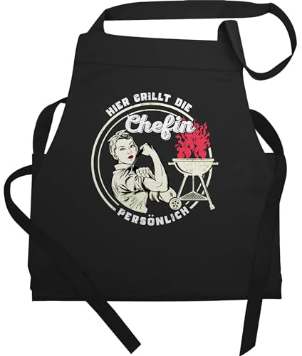 Shirtracer - Schürze Geschenk - Grillschürze Damen 1 - Hier grillt die Chefin persönlich - Lustiges Grillzubehör Frauen