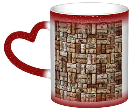 Weinkorken Farbwechsel-Tasse für Mann und Frau, hitzeempfindlich, Keramik-Kaffeetasse, gedrucktes Bild