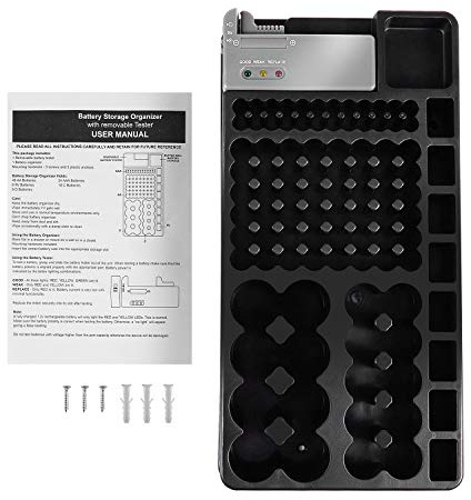 swegel Battery Storage Organizer Holder with Tester - Battery Rack Case Box Holders Including Battery Checker For AAA AA C D 9V And Small Watch Batteries