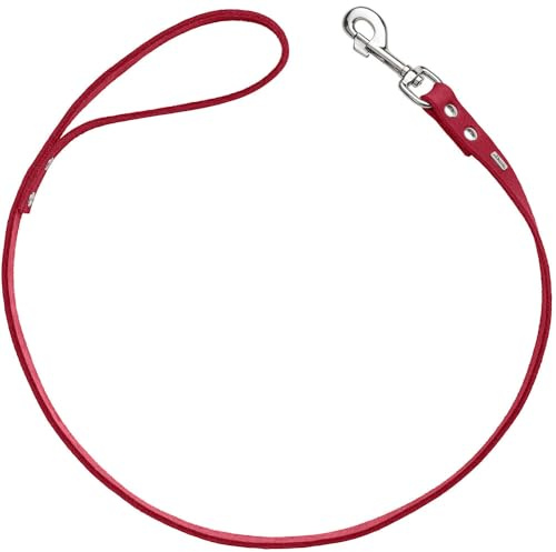 HUNTER Hundeführleine Grenada aus Leder, Farbe: Rot, handgefertigt in Deutschland, für Training und Alltag, robust, weich, Schlichtes Design, Größe: 16/100, Breite: 1,6 cm, Länge: 100 cm