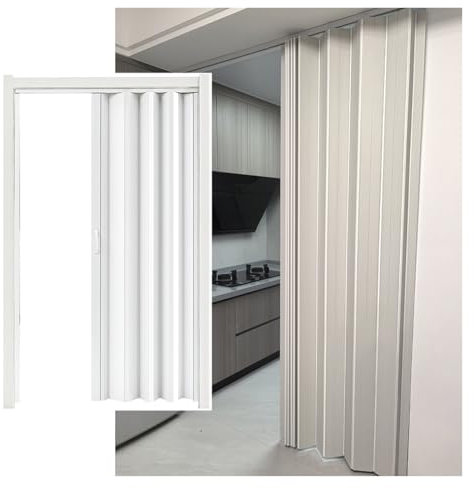 FalttüR Passen Sie die Innen-Akkordeontür an, Schiebe-Falttür mit Rahmen aus Aluminiumlegierung, Raumteiler für Schlafzimmer, Badezimmer, Büro, Küche, wasserdicht und wärmeisolierend(40x80in(101.6x203