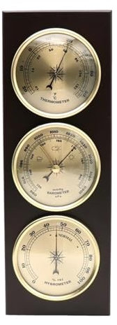 YDYAENIO Barómetros Termómetro barómetro doméstico montado en la Pared con Marco de Madera Base higrómetro estación meteorológica Colgante