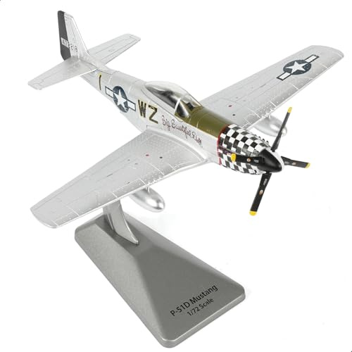 SEBUNAS Maßstab 1:72 Nordamerikanische Luftfahrt P-51D Silber Mustang Fighter Modell WWII US-Kämpfer Militär Metall Druckguss Flugzeug Modellbausatz für Erwachsene Sammlung oder Geschenk