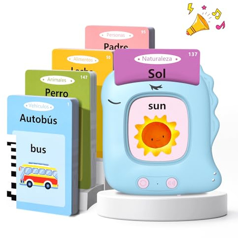 Tarjetas Flash Parlantes Español Juguetes Educativos Niños 3+ Años(Azul)