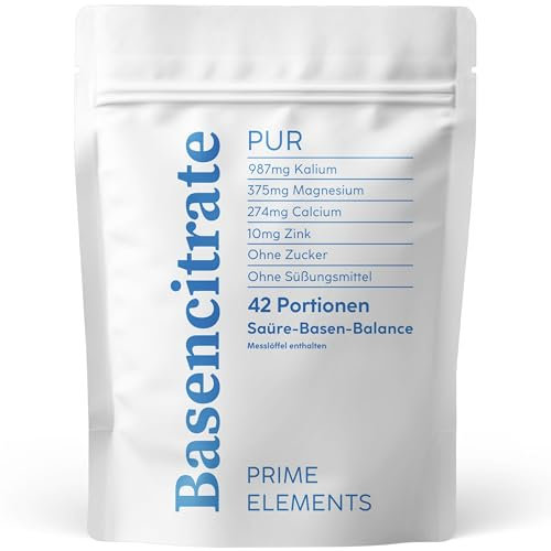 Basencitrate Pur ohne Zucker und Süßungsmittel | Für eine normale Säure-Basen-Balance | Viel Magnesiumcitrat | Geeignet für Diät und Basenfasten | Vegan | Basisch salziger Geschmack (300g)