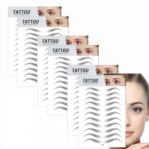 Sopracciglia,6Pcs Adesivi per Sopracciglia Simili a Capelli,Sopracciglia Staccabile Modellare le Sopracciglia,Adesivi per Sopracciglia 4D Impermeabili,Applicazione Rapida,Traspirante