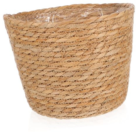 BESPORTBLE Cesta Tejida para Macetas Forro Cesta De Flores Tejida a Mano para Interior Tamaño Mediano Rústica para Decoración del Hogar y Oficina