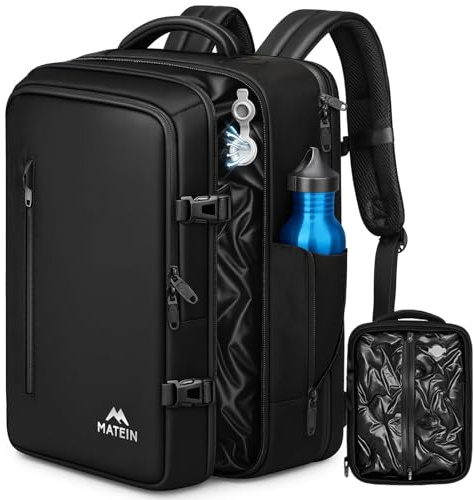 MATEIN Vakuum Rucksack Kompatibel mit EasyJet Handgepäck 45x36x20, Wasserdicht Handgepäck Rucksack Flugzeug Herren, Reiserucksack Damen für 17,3 Zoll Laptop für Arbeit, Reise, Ohne Luftpumpe, Schwarz