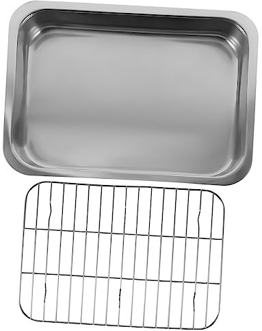 Gatuida Bandeja De Horno Con Rejilla Rectangular De Acero Inoxidable Para Hornear La Cocina Bandeja Para Horno Con Rejilla Para Hornear Panes y Pasteles Fuente Para
