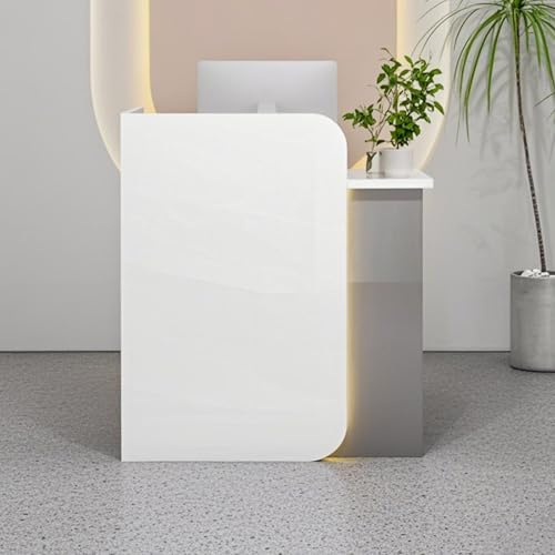 Wetsfgdg Empfangstheke Empfangstresen Empfangstresen Für Einzelhandelsgeschäfte Und Unternehmen Die Funktionalität Und Stil Vereinen60*45 * 100cm/Weiß und Grau