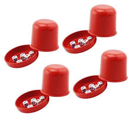 HANABASS Bicchiere Per Dadi Spesso Con Set 4 Tazze Anti-rottura Per Gioco Ktv Con 5 Dadi Design Alla e Resistente Per Bar e Feste